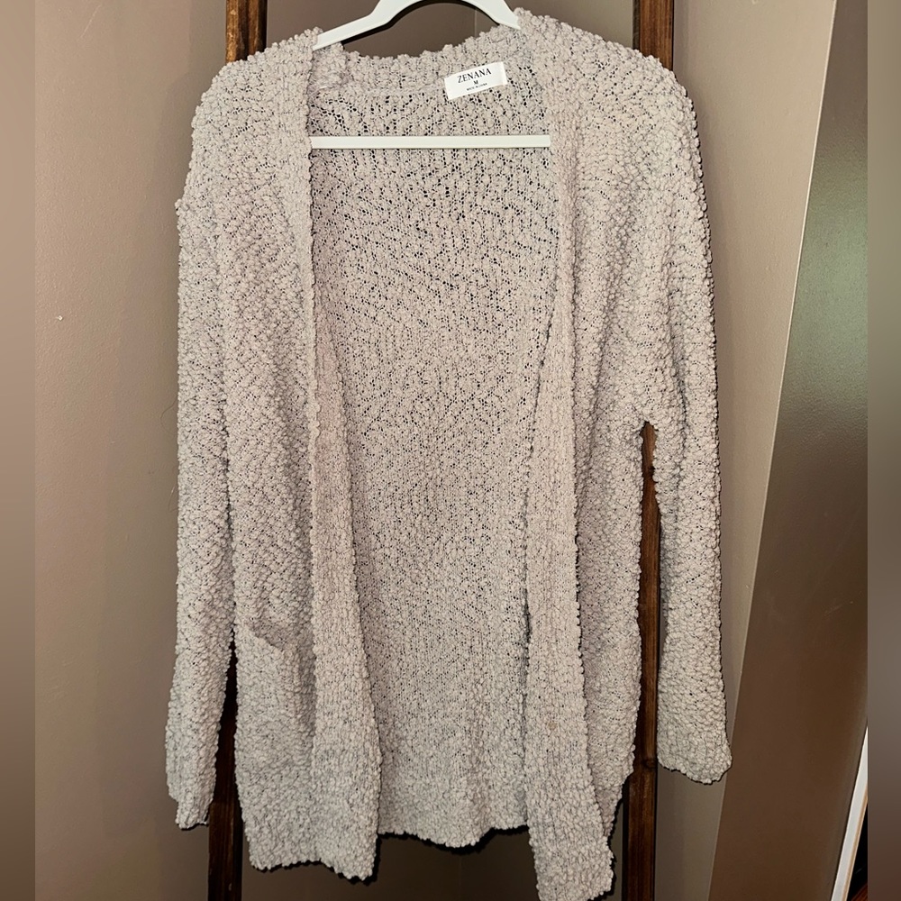 grey popcorn sweater